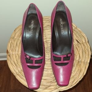 Aerosoles Magenta Square Toe Leather Pumps Size 10